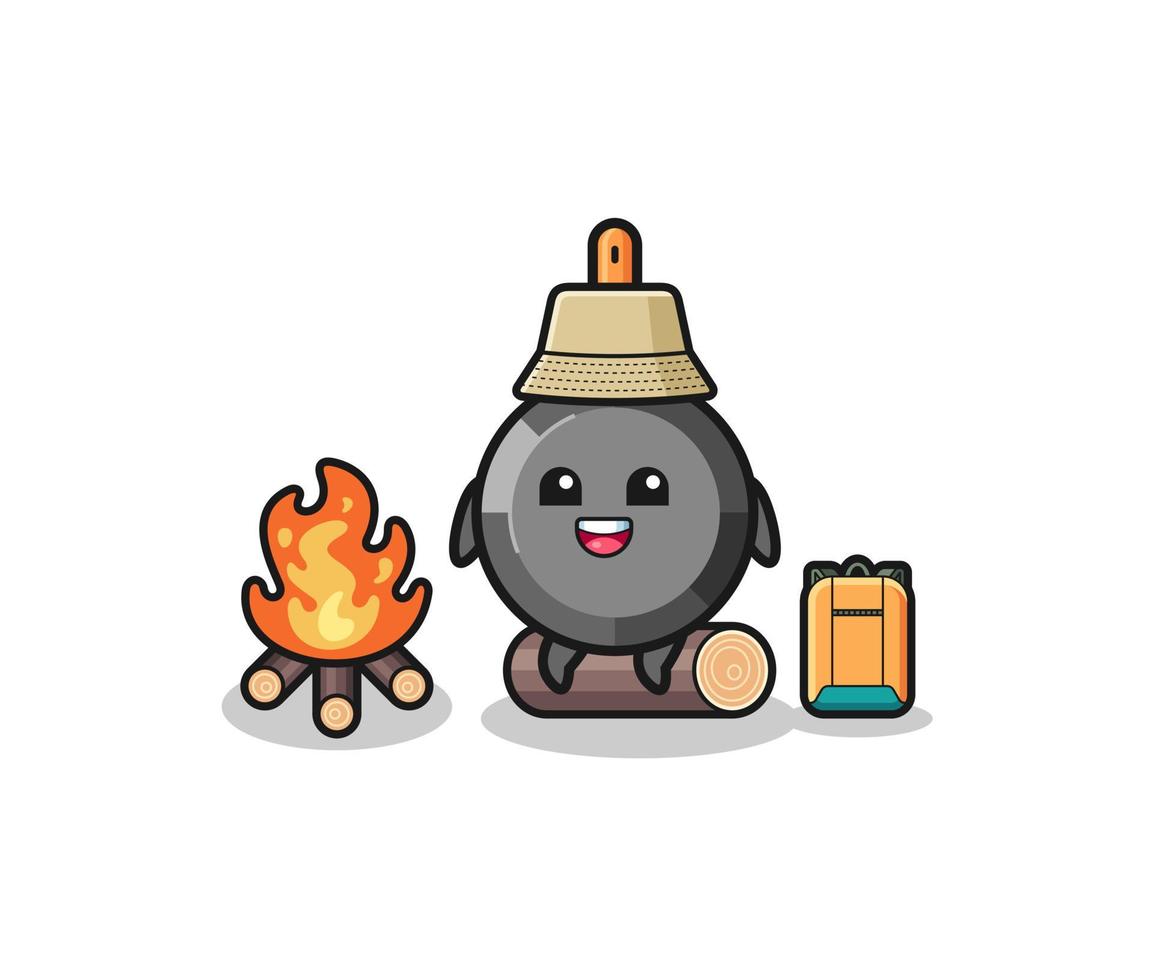 camping illustration of the frying pan cartoon vector