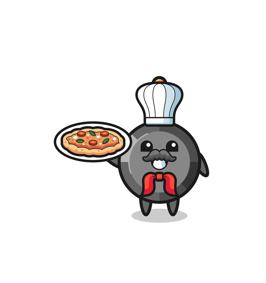 Personaje de sartén como mascota del chef italiano vector