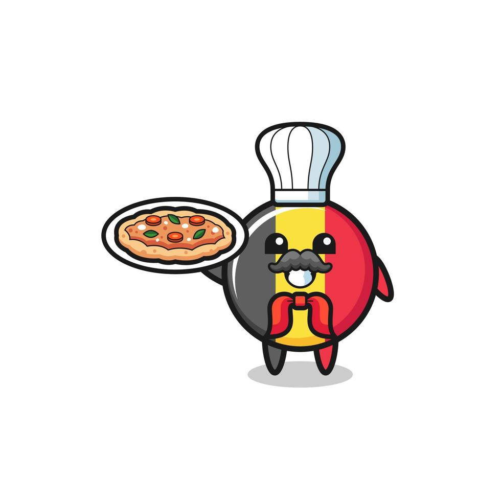 belgium flag character as Italian chef mascot vector