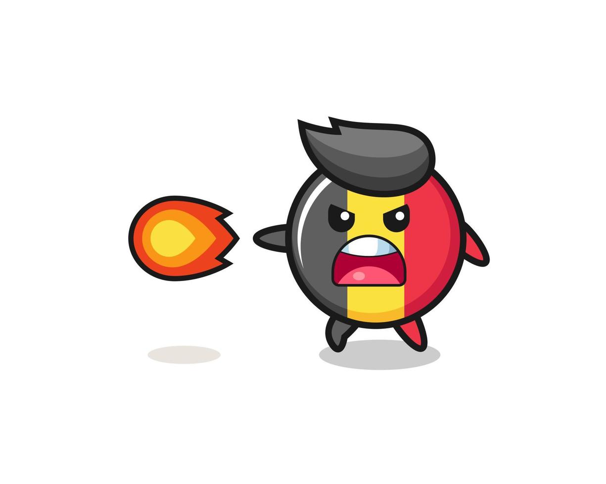 cute belgium flag mascot is shooting fire power vector