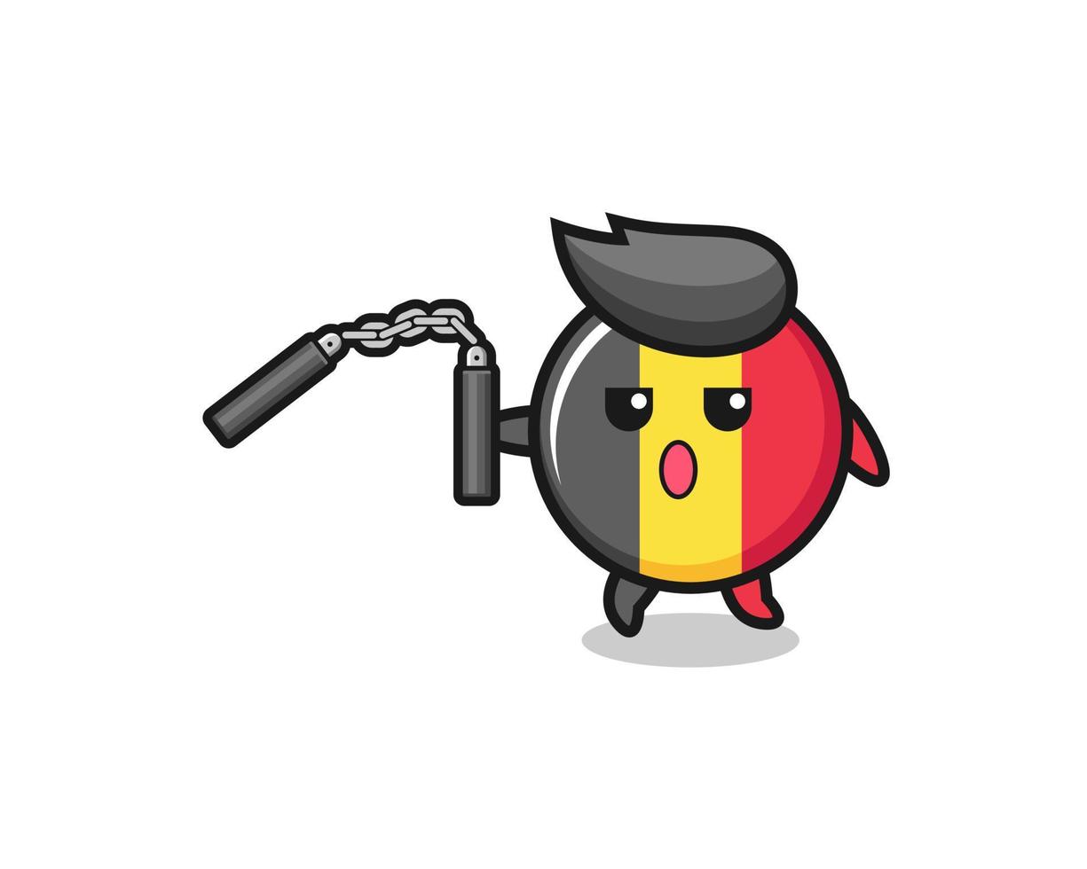 cartoon of belgium flag using nunchaku vector