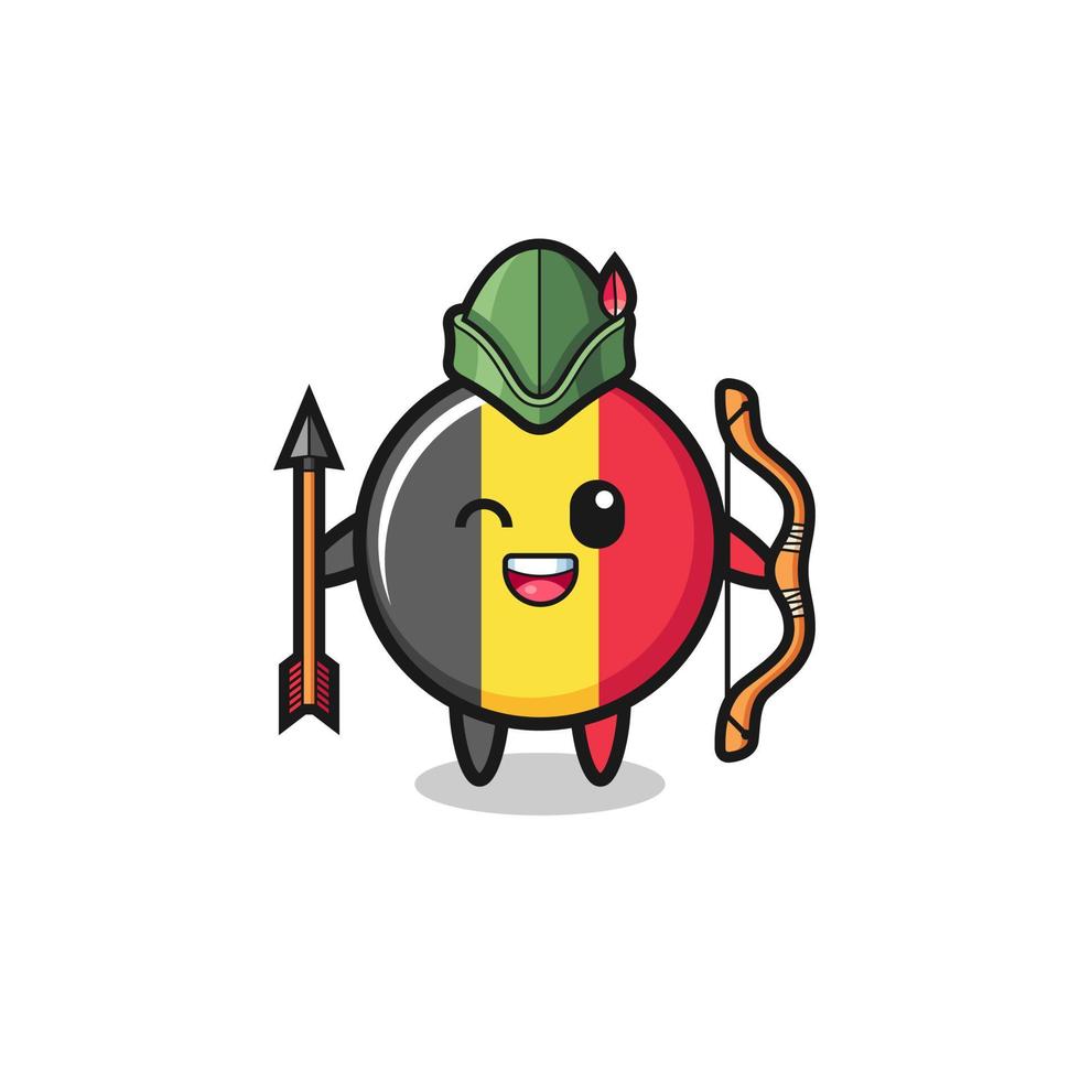 belgium flag cartoon as medieval archer mascot vector