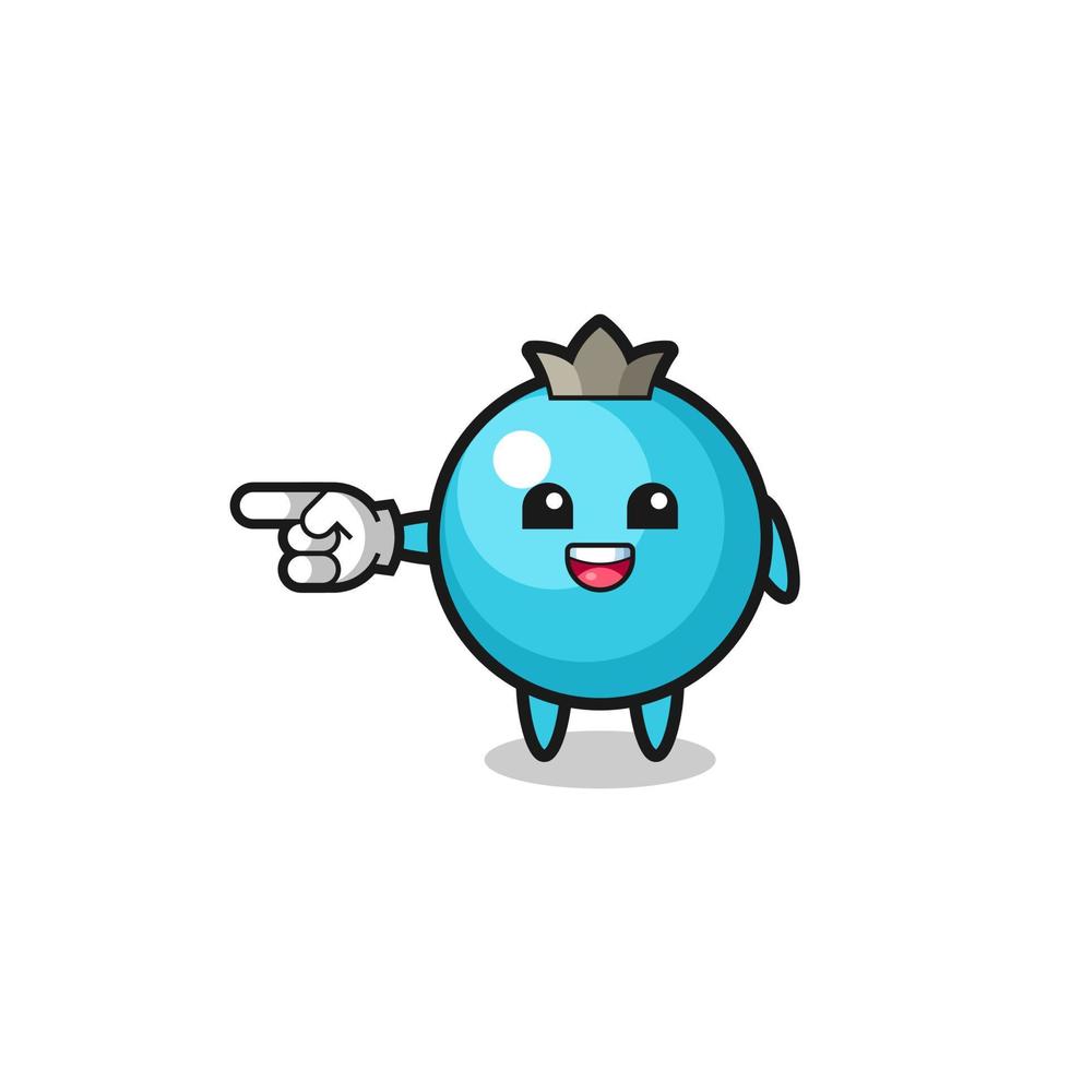 blueberry cartoon with pointing left gesture vector