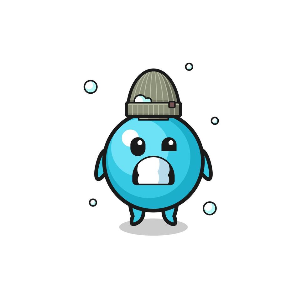 cute cartoon blueberry with shivering expression vector