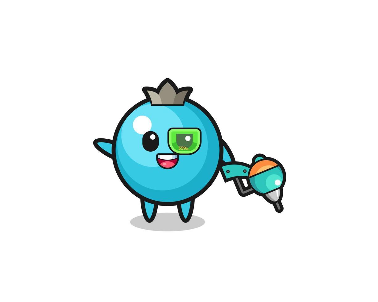 blueberry cartoon as future warrior mascot vector