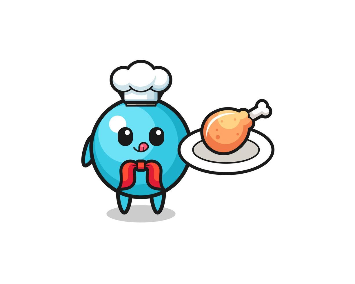 blueberry fried chicken chef cartoon character vector
