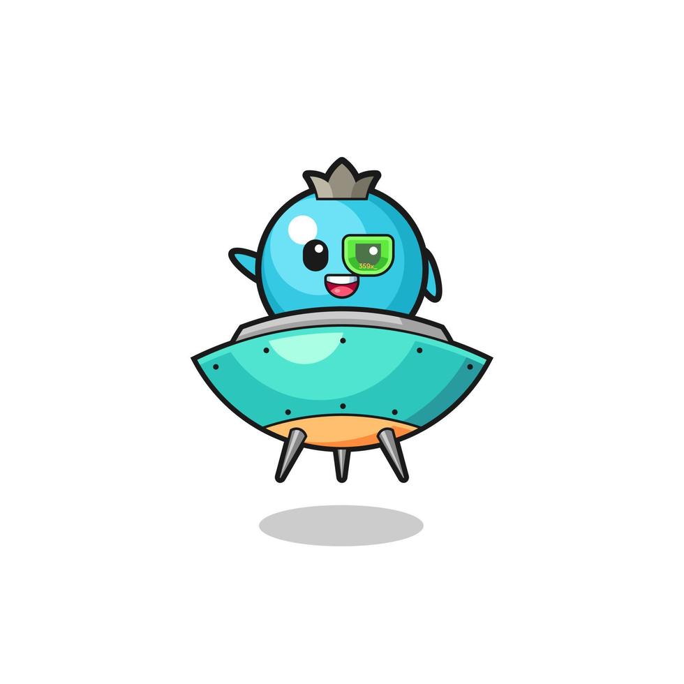 blueberry cartoon riding a future spaceship vector