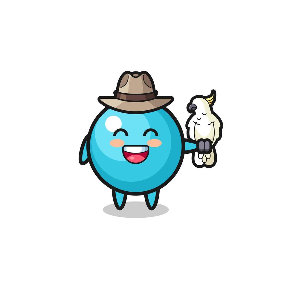 blueberry zookeeper mascot with a parrot vector