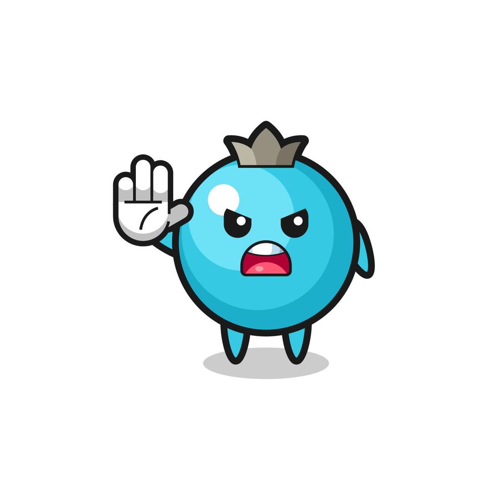 blueberry character doing stop gesture vector