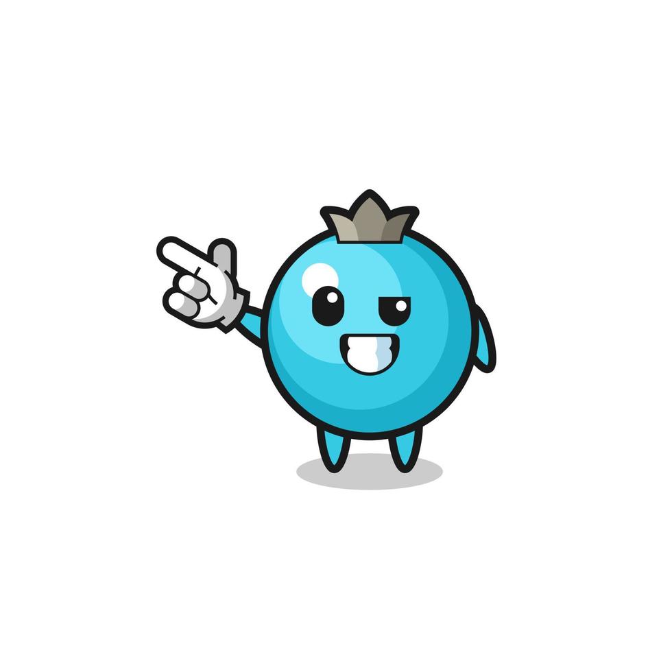 blueberry mascot pointing top left vector