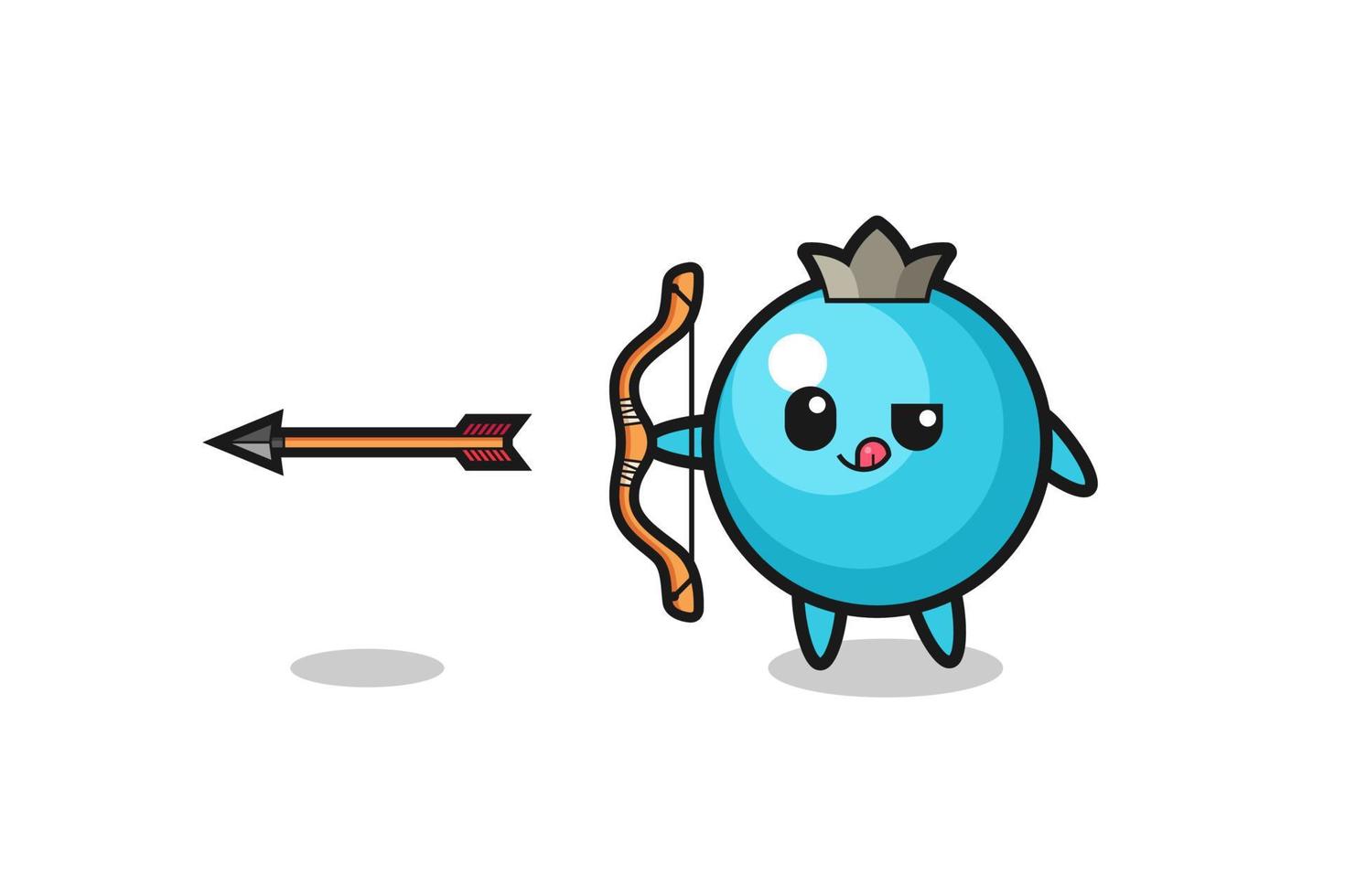 illustration of blueberry character doing archery vector
