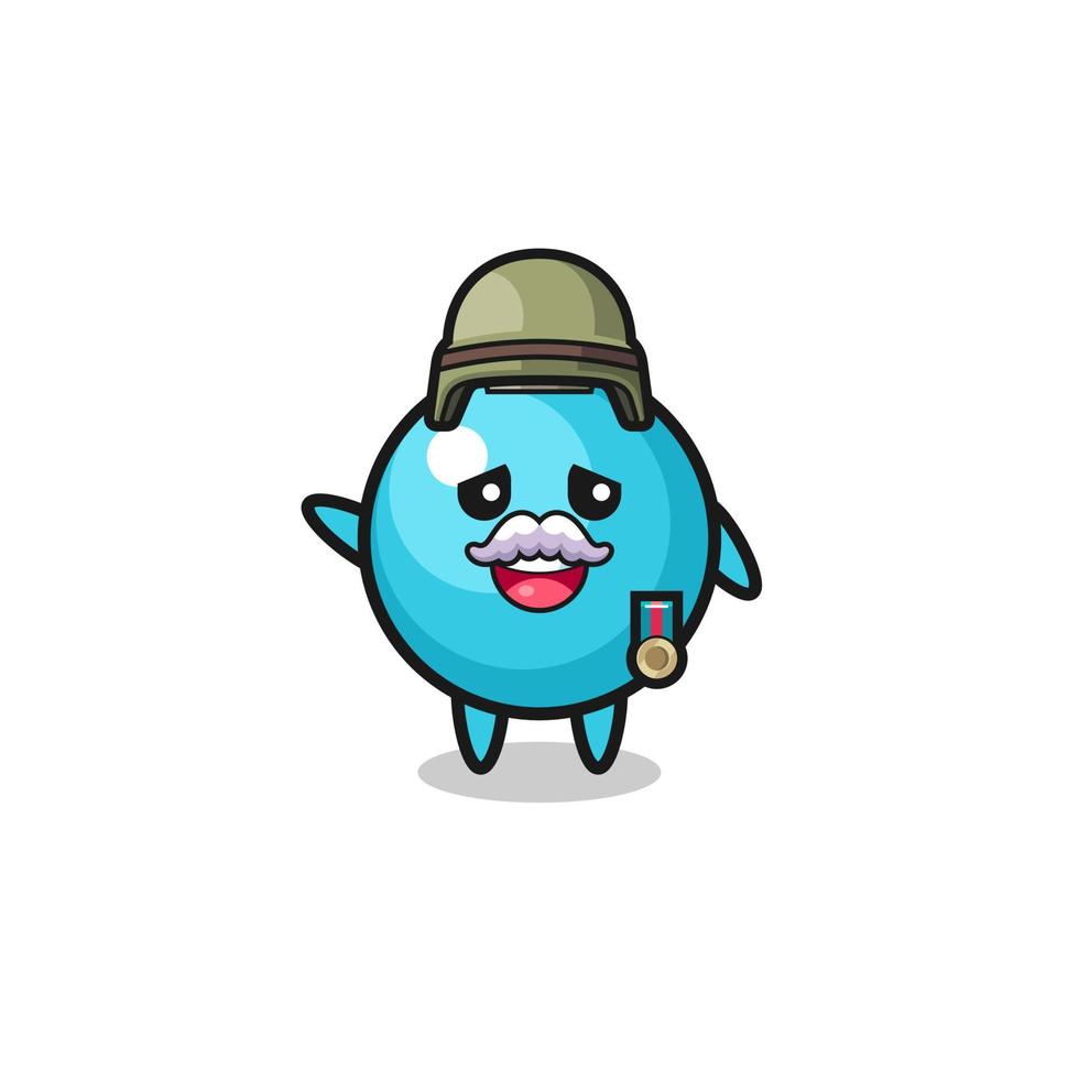 cute blueberry as veteran cartoon vector