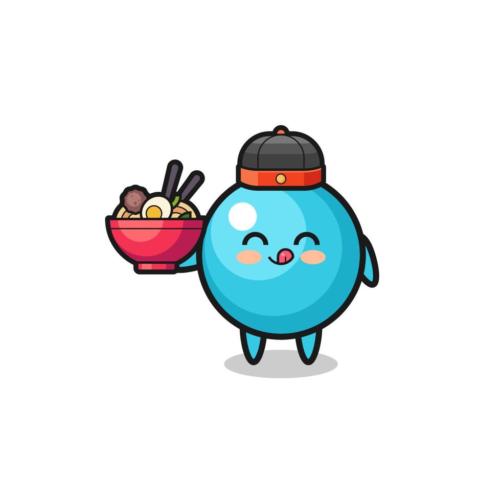 blueberry as Chinese chef mascot holding a noodle bowl vector