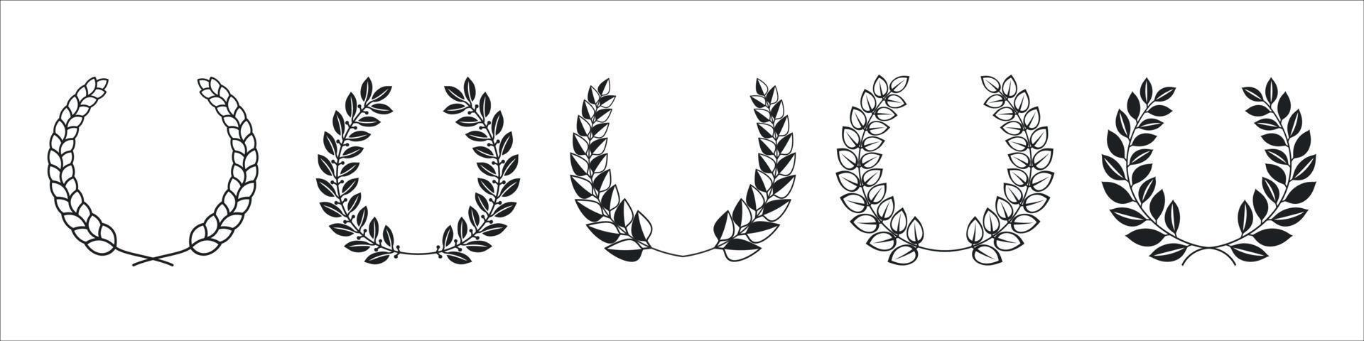 Set of laurel foliate and wheat wreaths vector