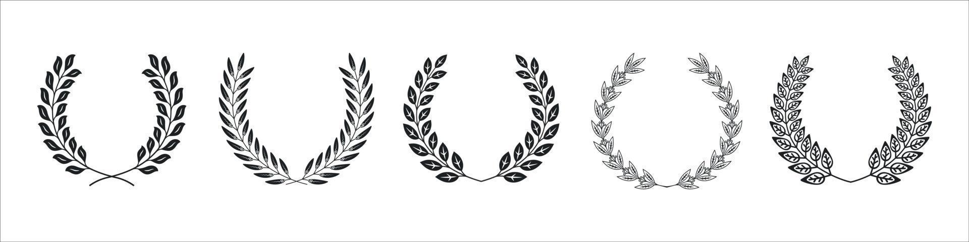 Hand drawn vector illustration - Laurels and wreaths. Design elements for invitations, greeting cards