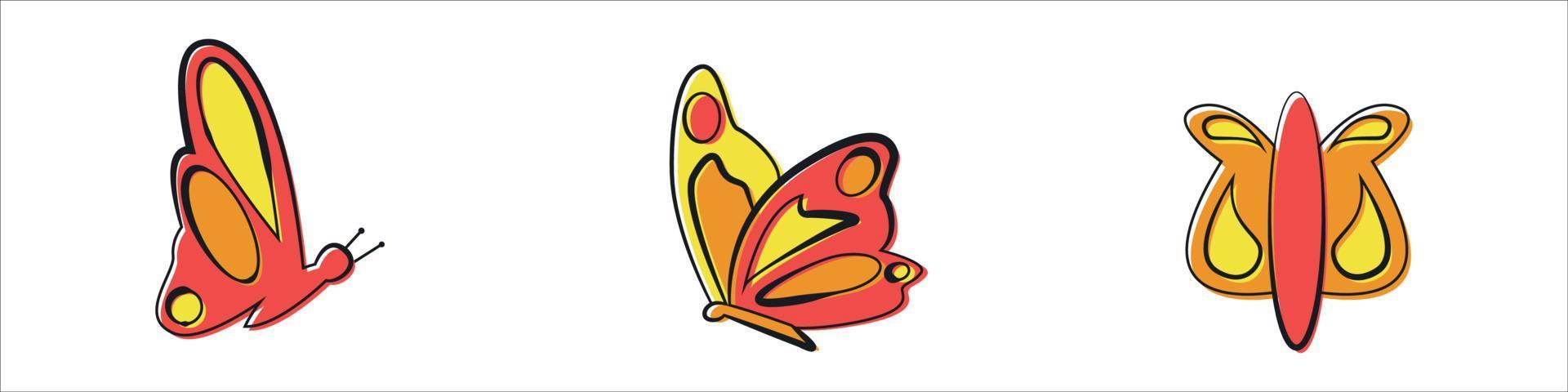 vector de tres mariposas