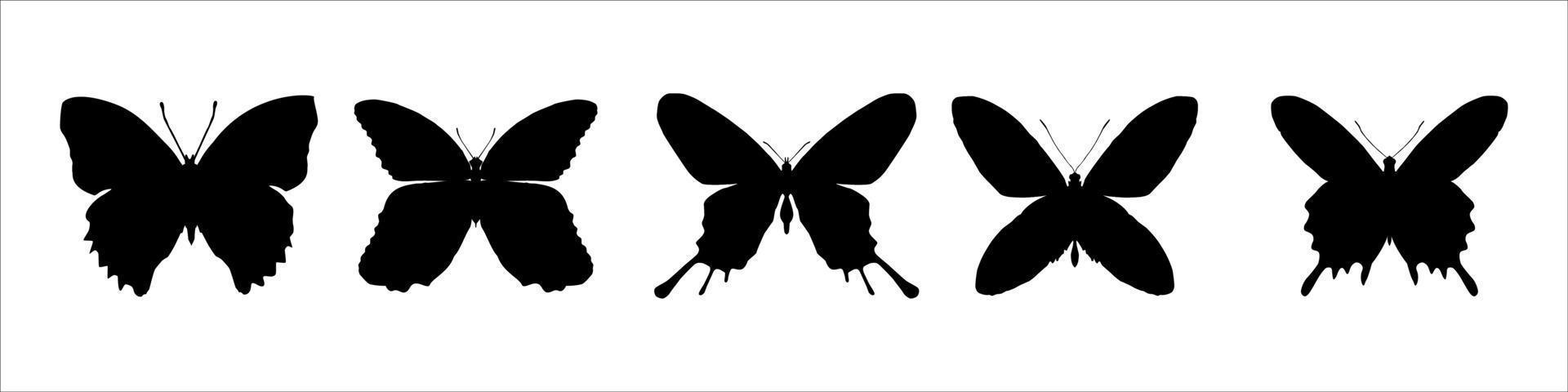 conjunto de iconos de vector de mariposa negra