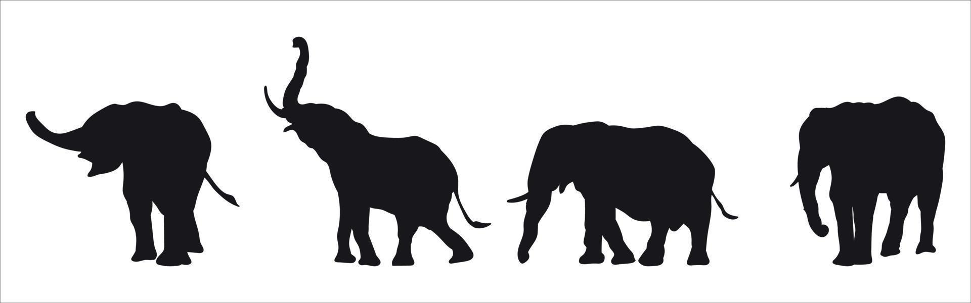 siluetas de vector de elefante