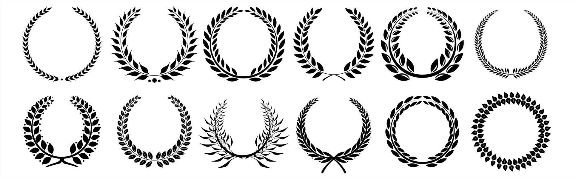 laurel wreath design element set vector