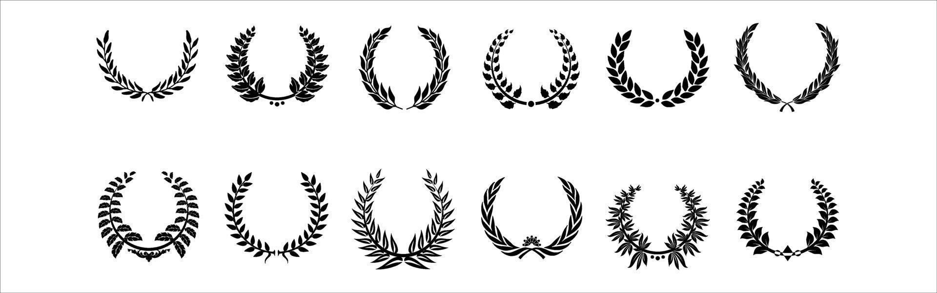 Big collection of black vector laurel wreaths