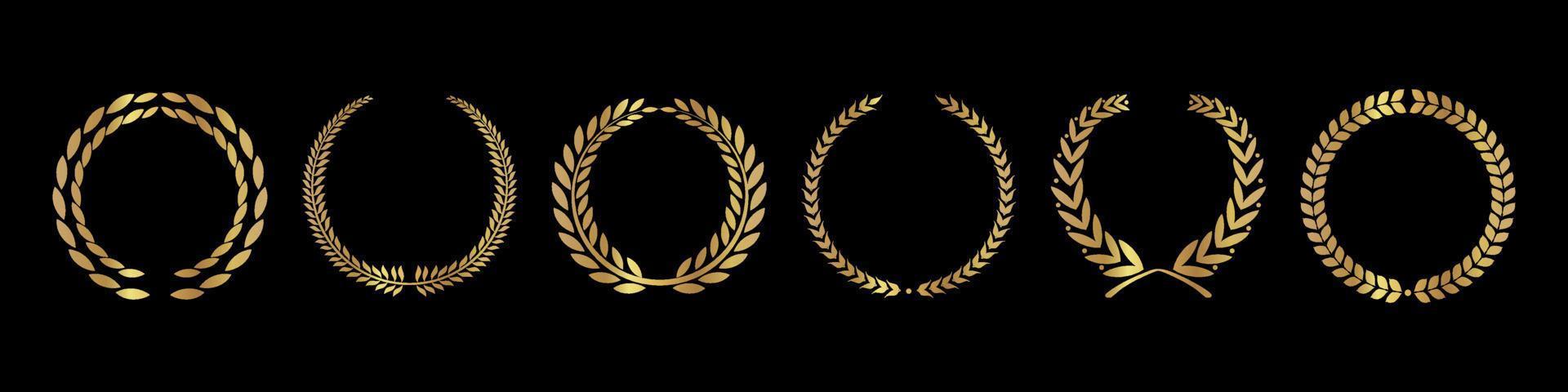 Collection of different golden silhouette laurel foliate vector