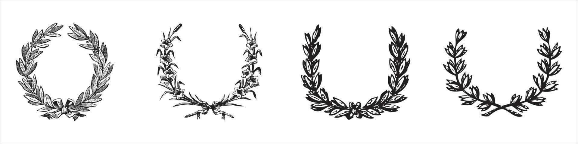 set of laurel wreaths vector