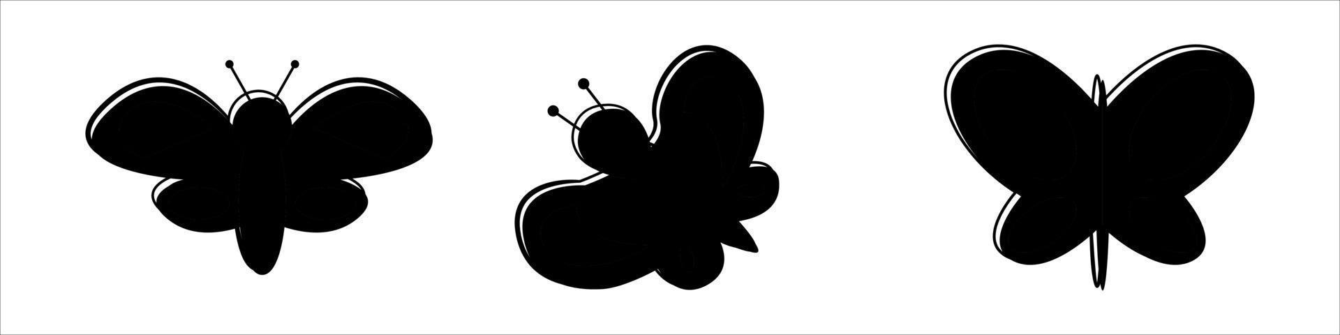 Flying butterflies silhouette black set vector