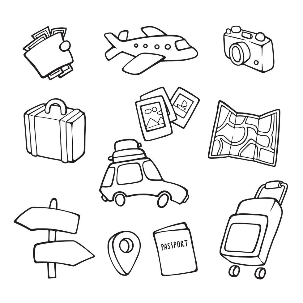 Signs. Tourism. World Travel Day. Hand drawn style vector