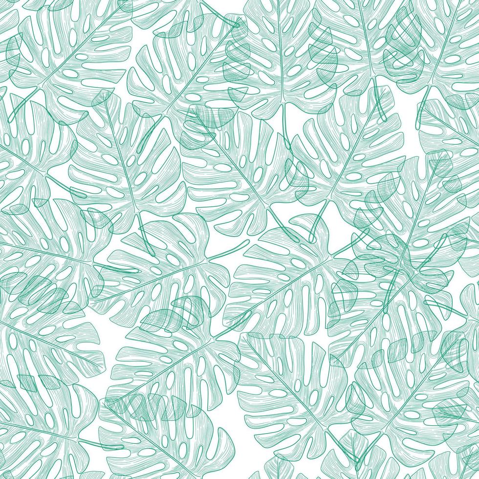patrón sin fisuras con hojas tropicales sobre fondo blanco vector