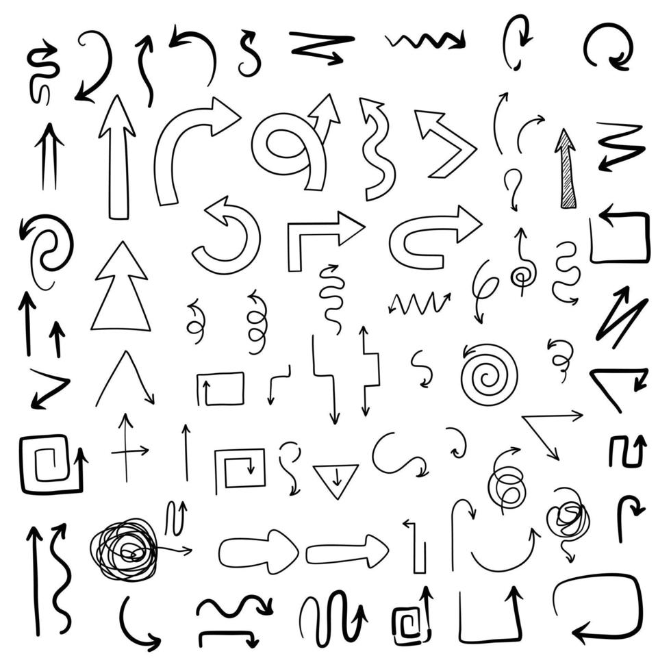 Big Set of Doodled Arrows vector