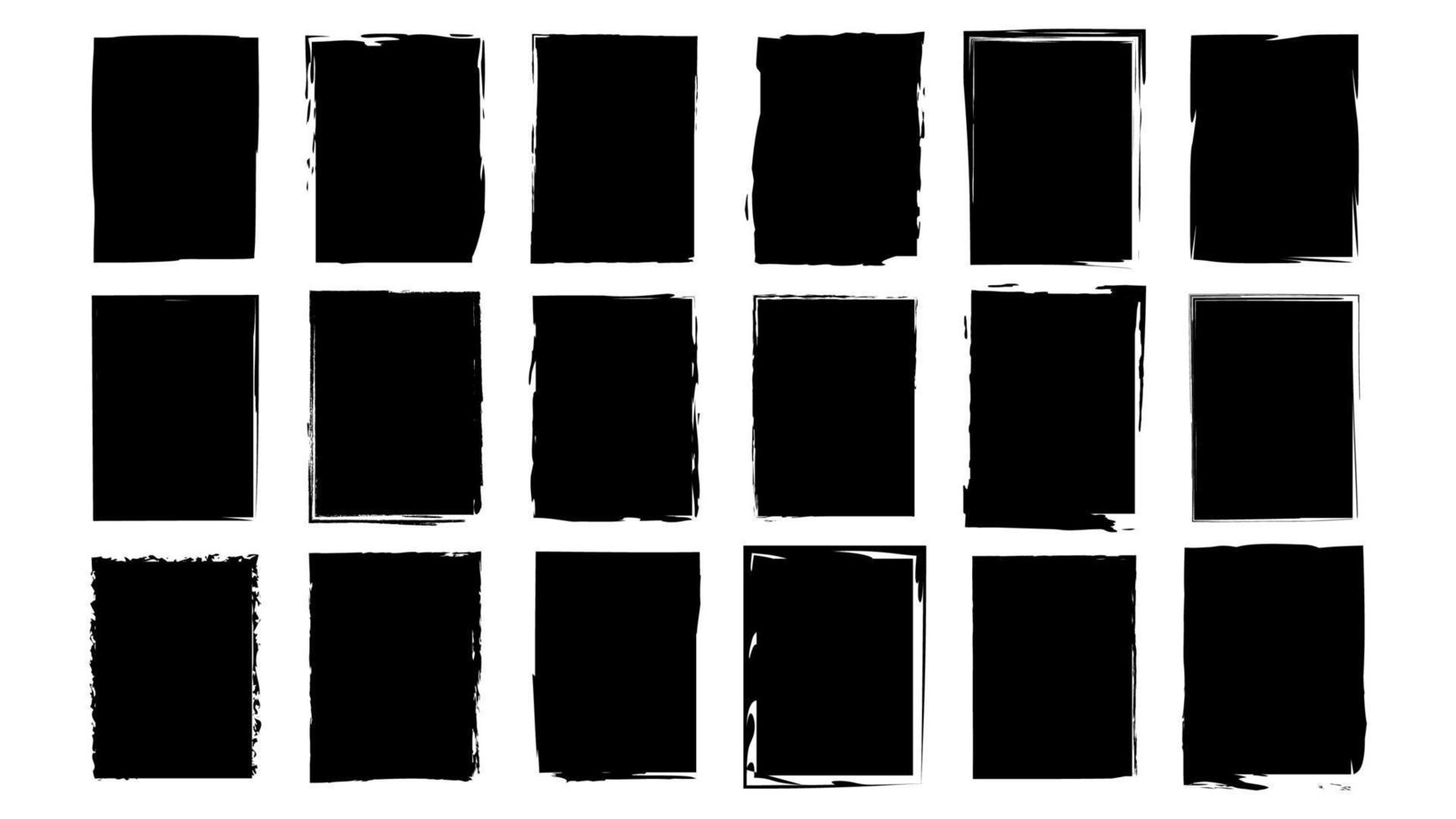 Dirty frames grunge. Ink brush strokes. distress textures of a square vector