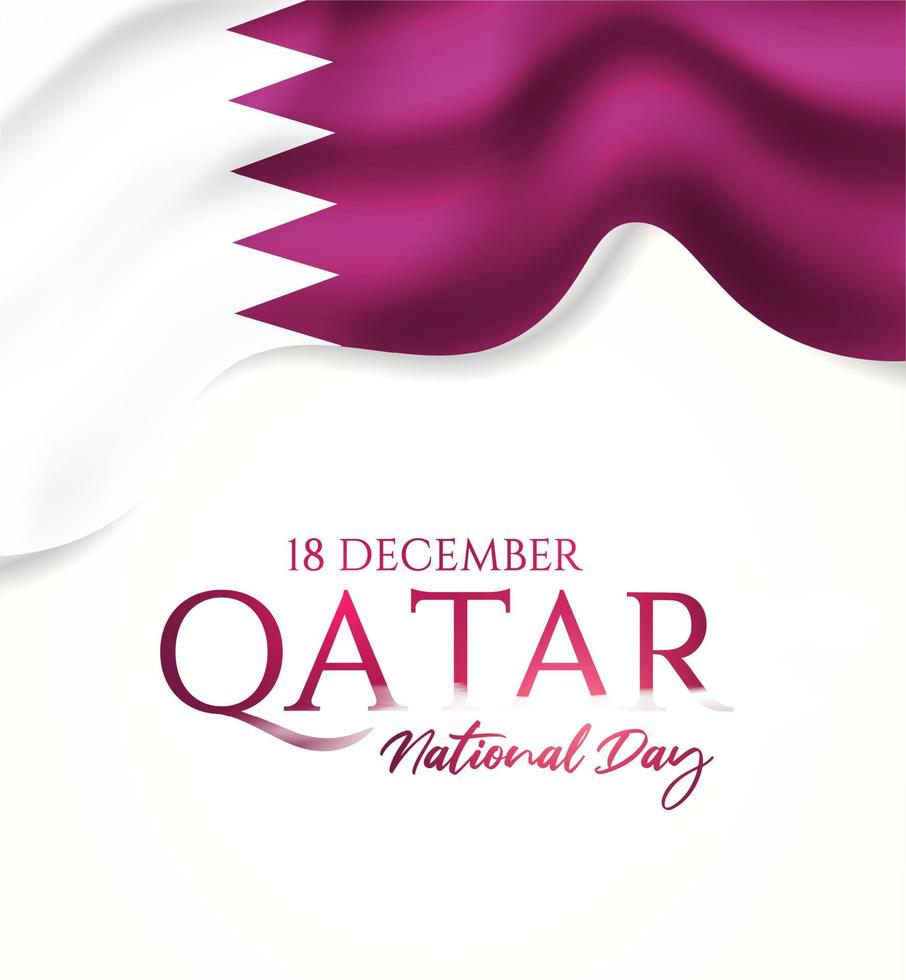 Qatar national day celebration with landmark and flag in Arabic translation, qatar national day 18 th december. vector illustration