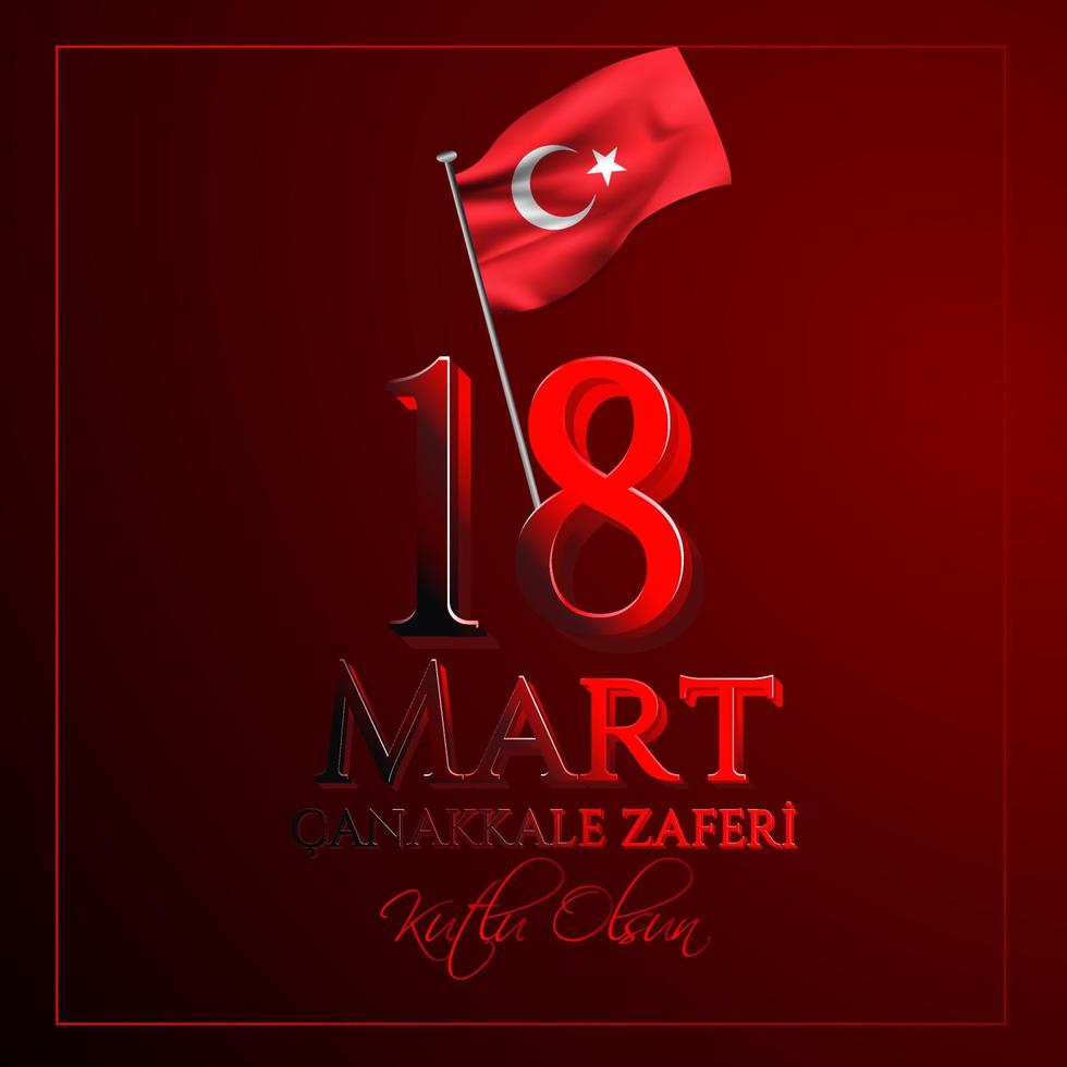 ilustración vectorial. 18 mart canakkale zaferi feriado nacional, 1915 el día de la victoria otomana monumento de la victoria de canakkale. victoria de canakkale felices fiestas vector