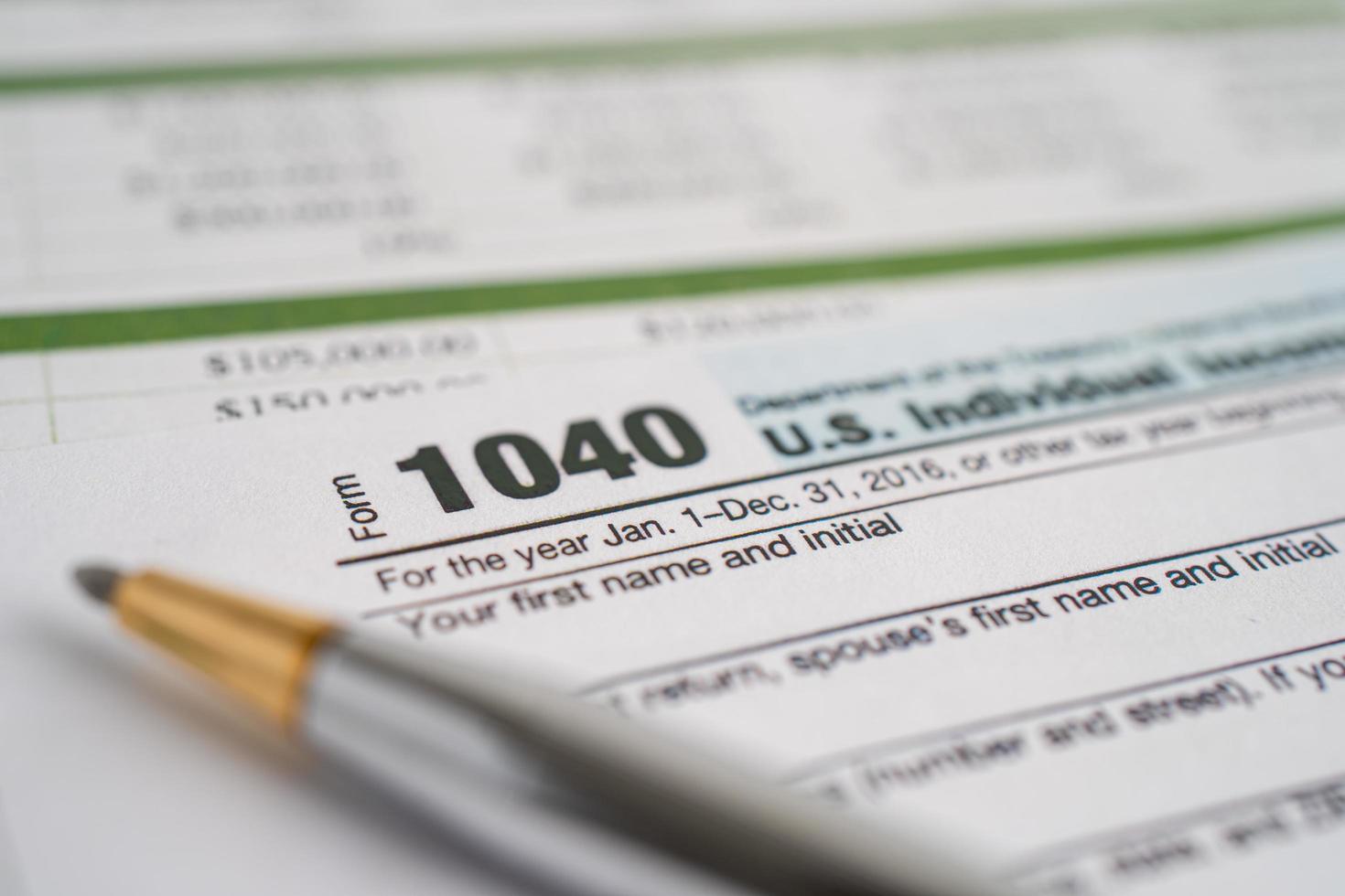 formulario de declaración de impuestos formulario 1040, ingresos individuales de EE. UU. foto