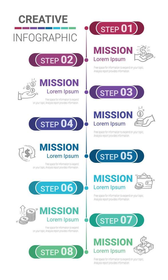Infographics element design for 8 option vector