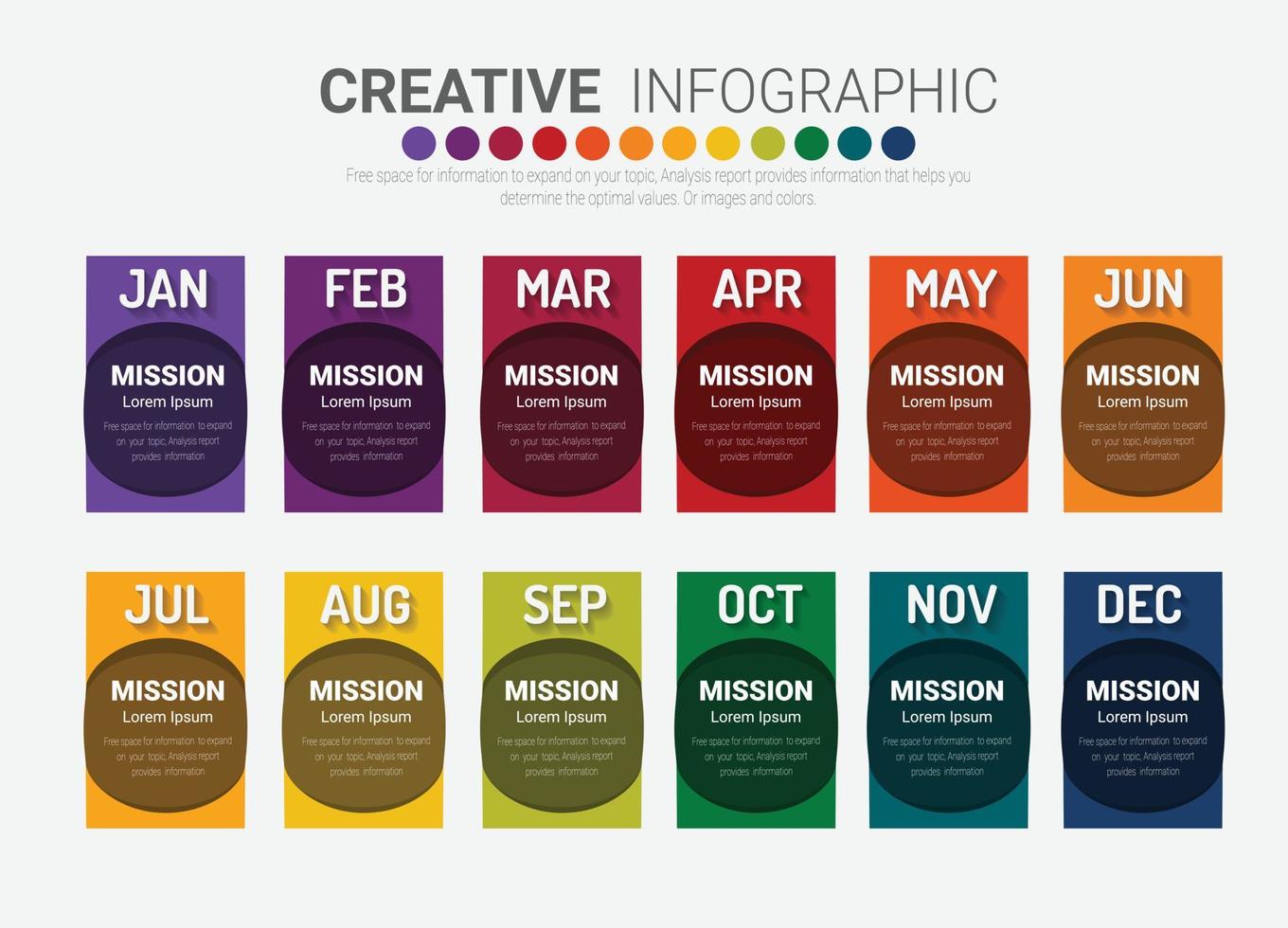 Presentation template for 12 months vector