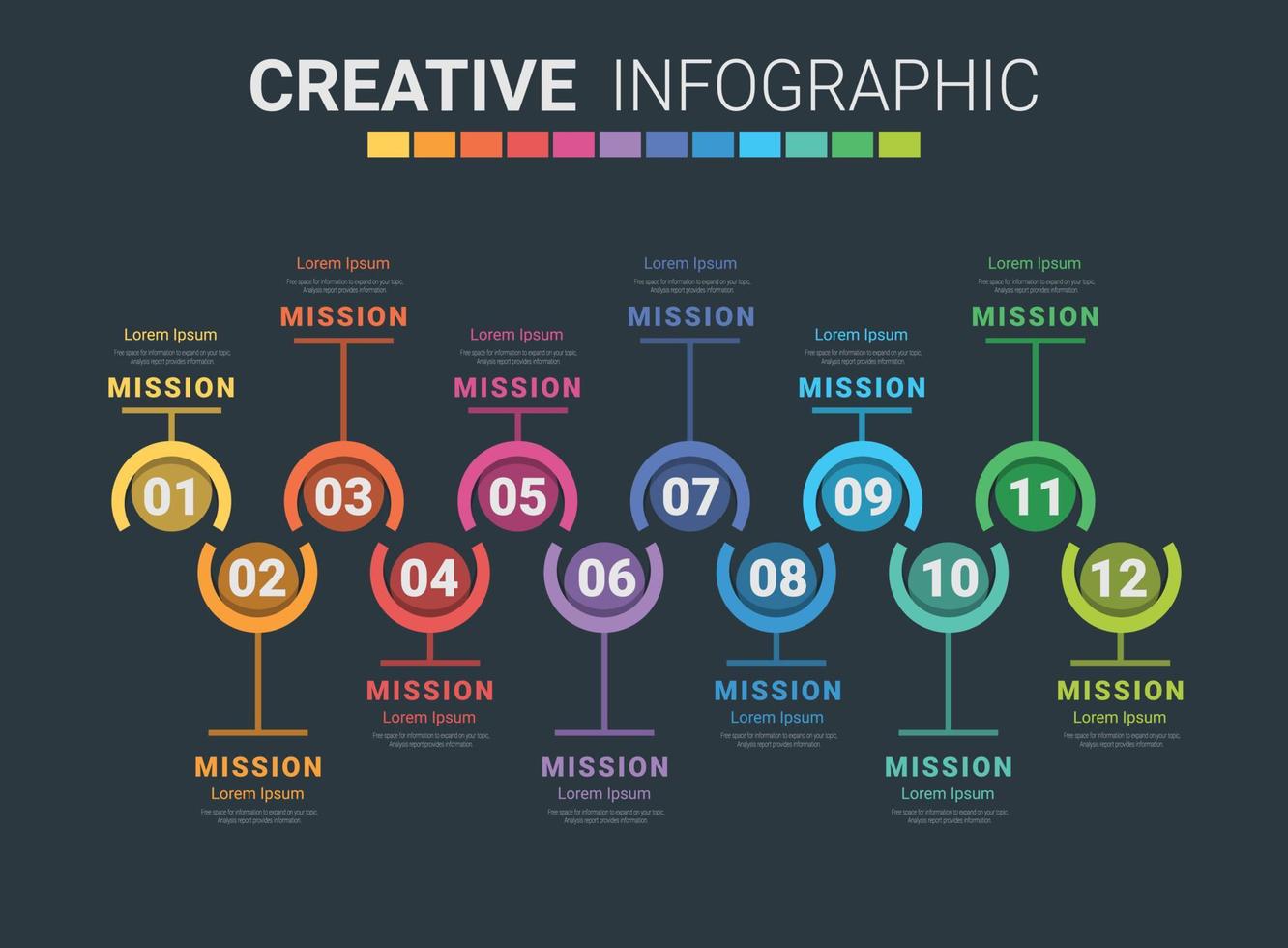 Infographic element template for 12 options vector