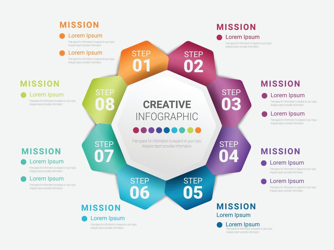 Circle Infographic thin line design and 8 options or steps. vector