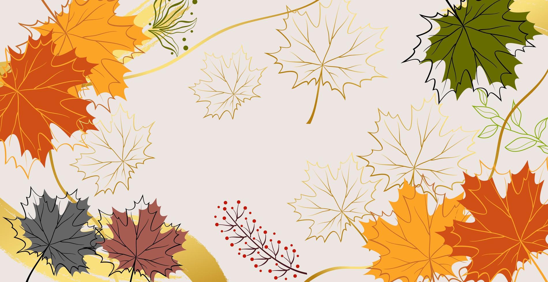 Autumn maple leaves on a colored background - Vector