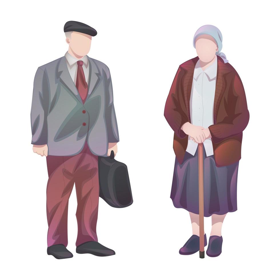 Grandfather and grandmother in old age on white age - Vector