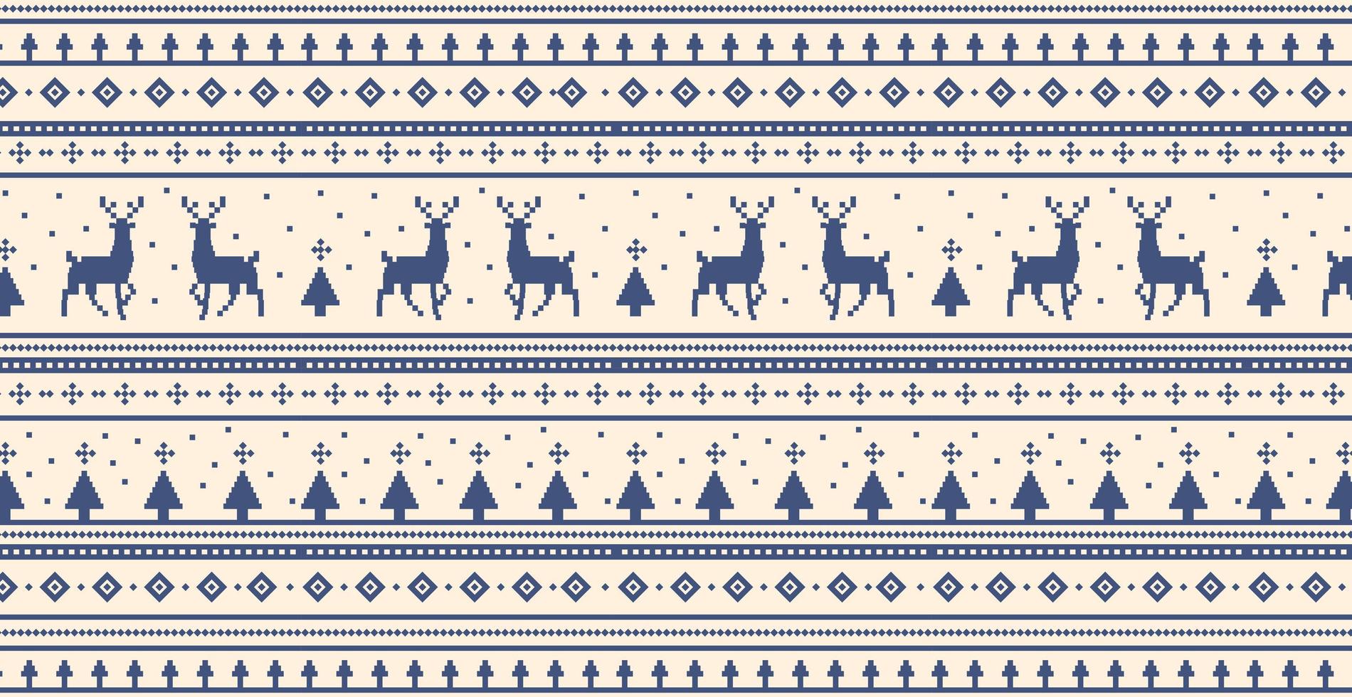 Christmas light panoramic background with drawings of deer and patterns of the holiday - Vector