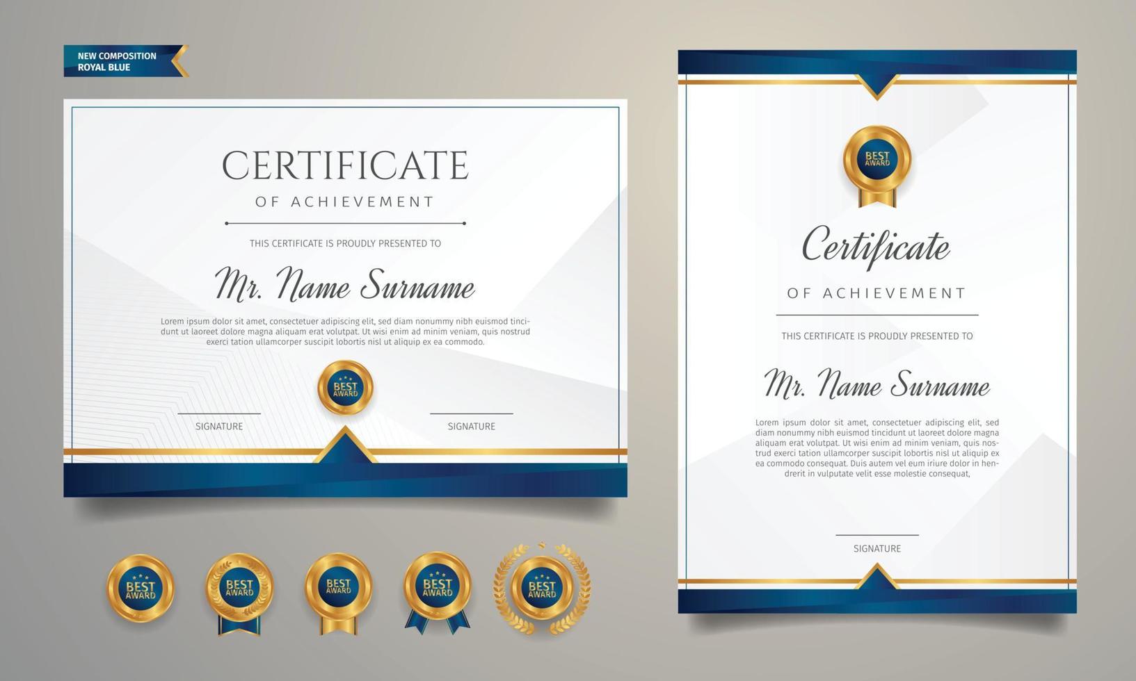 Certificate of appreciation border template with luxury badges vector