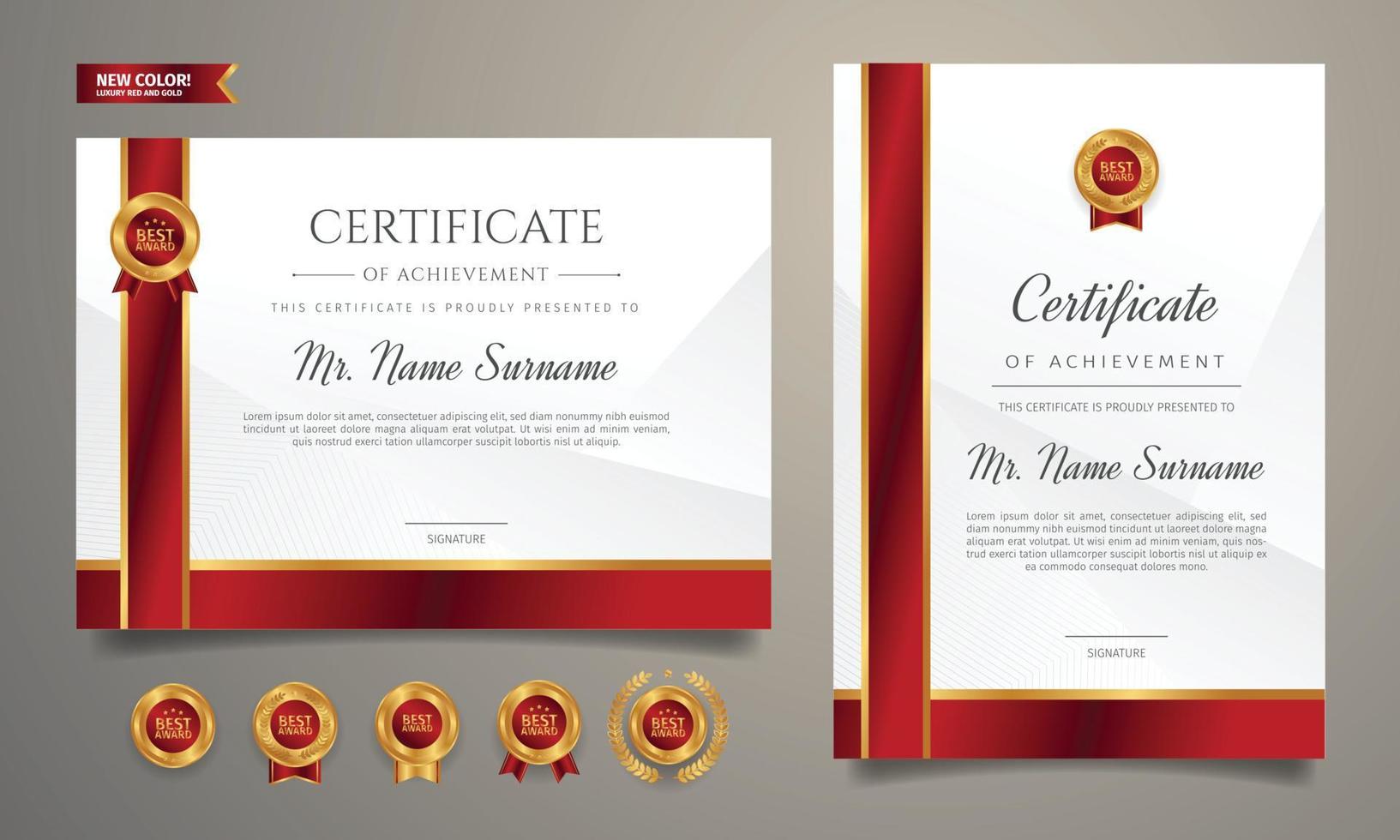 Red and gold certificate of appreciation border template vector