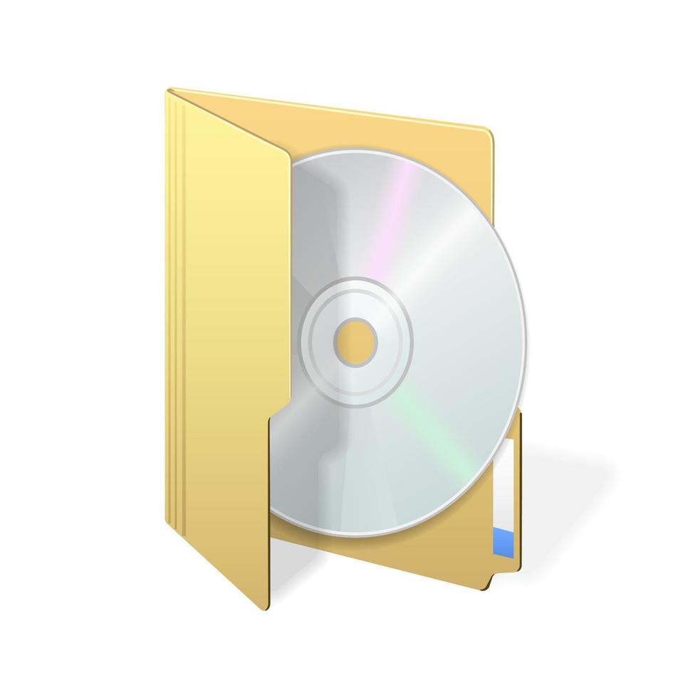 File computer folder with compact disk icon isolated on white background vector