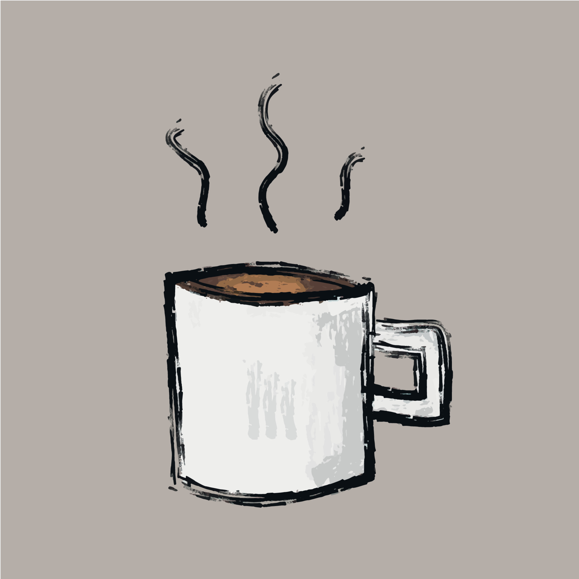 hand drawn sketch brush art, cup of coffee or tea hot chocolate milk vector  illustration 4249090 Vector Art at Vecteezy