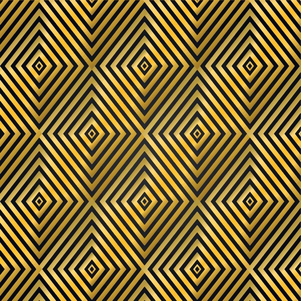 Abstract luxury gold seamless striped diamond vector patterns Free Vector black background