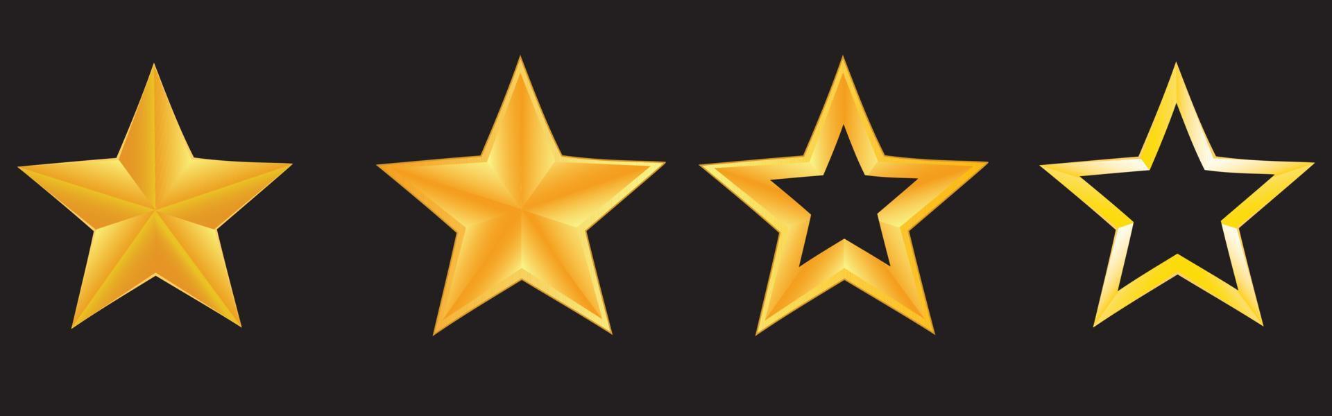 Flat golden 4 star rating icon isolated on a black background. EPS10 vector file