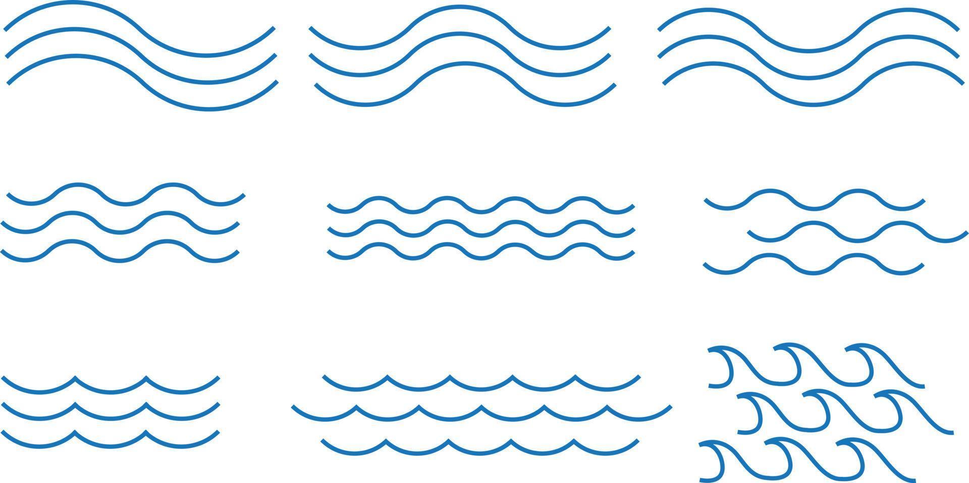 icono de onda establecido por línea vector