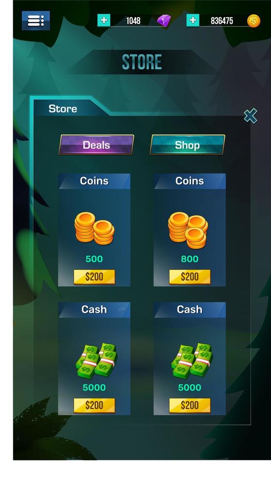 estilizar elementos emergentes del menú de la interfaz de usuario del juego vector