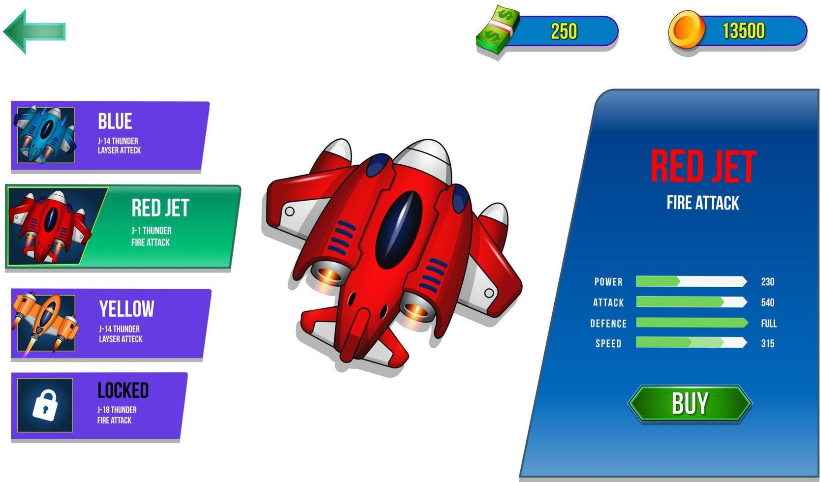 Space shooter game ui menu popups  sci fi theme vector